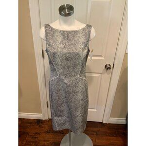 Lafayette 148 New York Gray White Snakeskin Print Dress, Size 8